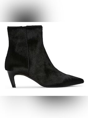 Worthington Black Pointed-Toe Ankle Boot with Low Kitten Heel